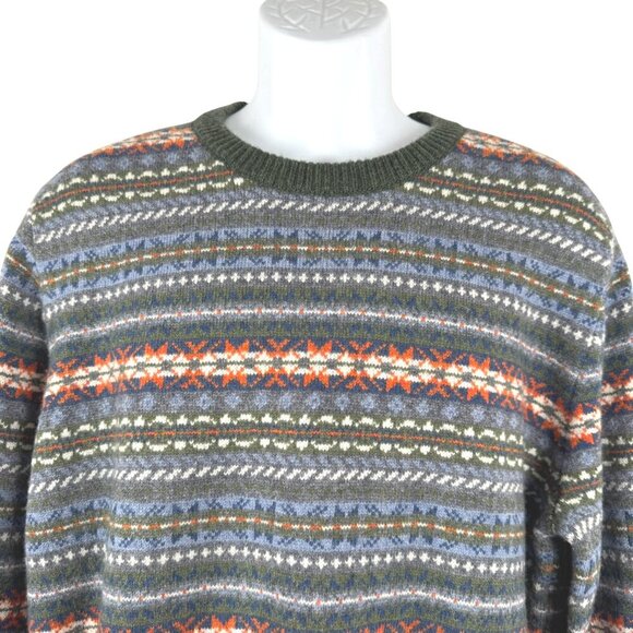 J. Crew Lambswool Blend Fair Isle Crewneck Sweater Mens Large FS-1332 - Picture 3 of 7